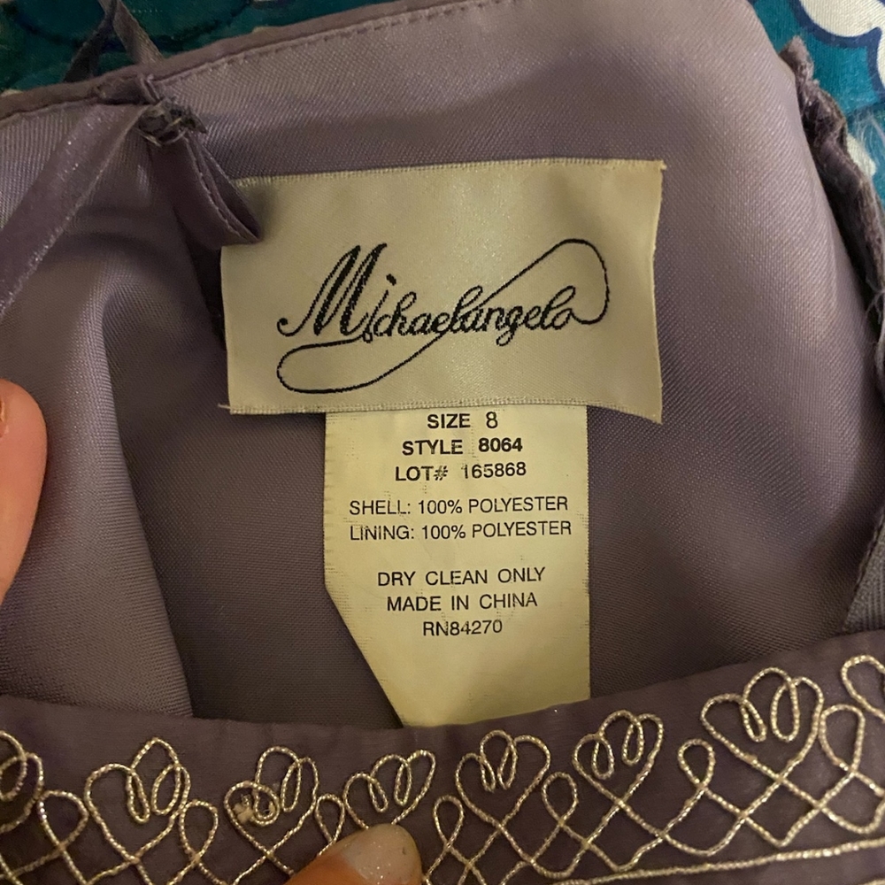 Michelangelo dress, size 8 lavender in color worn once. - Picture 2 of 3